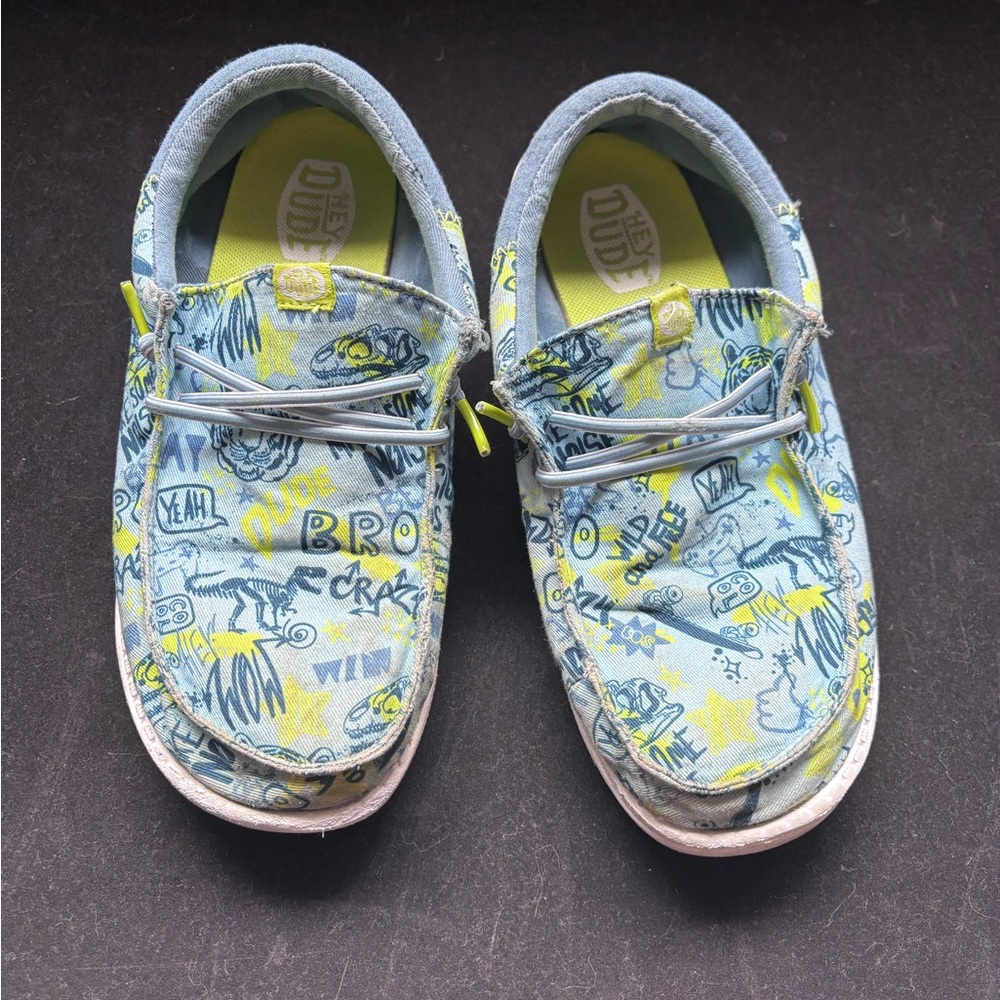 Hey Dude Wally Loafer Lime Green/Slate Blue Youth Size 6